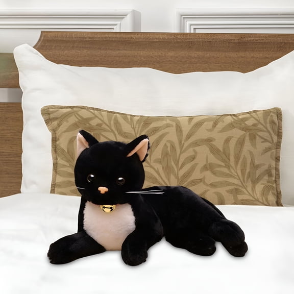 BESTSKY Plush Cat Stuffed Animal Super Soft Plush Doll Huggable Cartoon Animal Stuffed Cat Pillow Decoration for Home Decor Toddlers Birthday Present Black 29cm