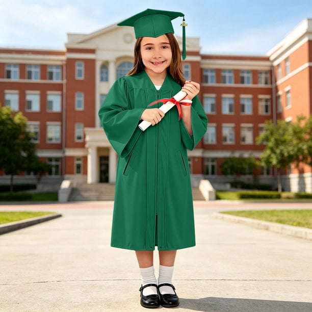 daycare graduation dress RTKFRFLM Kids Gown and Cap Set Matte Preschool Kindergarten Graduation Robe with Pockets for Boys Girls Outfits 2-12 Y BLACK-TIE-EVENT