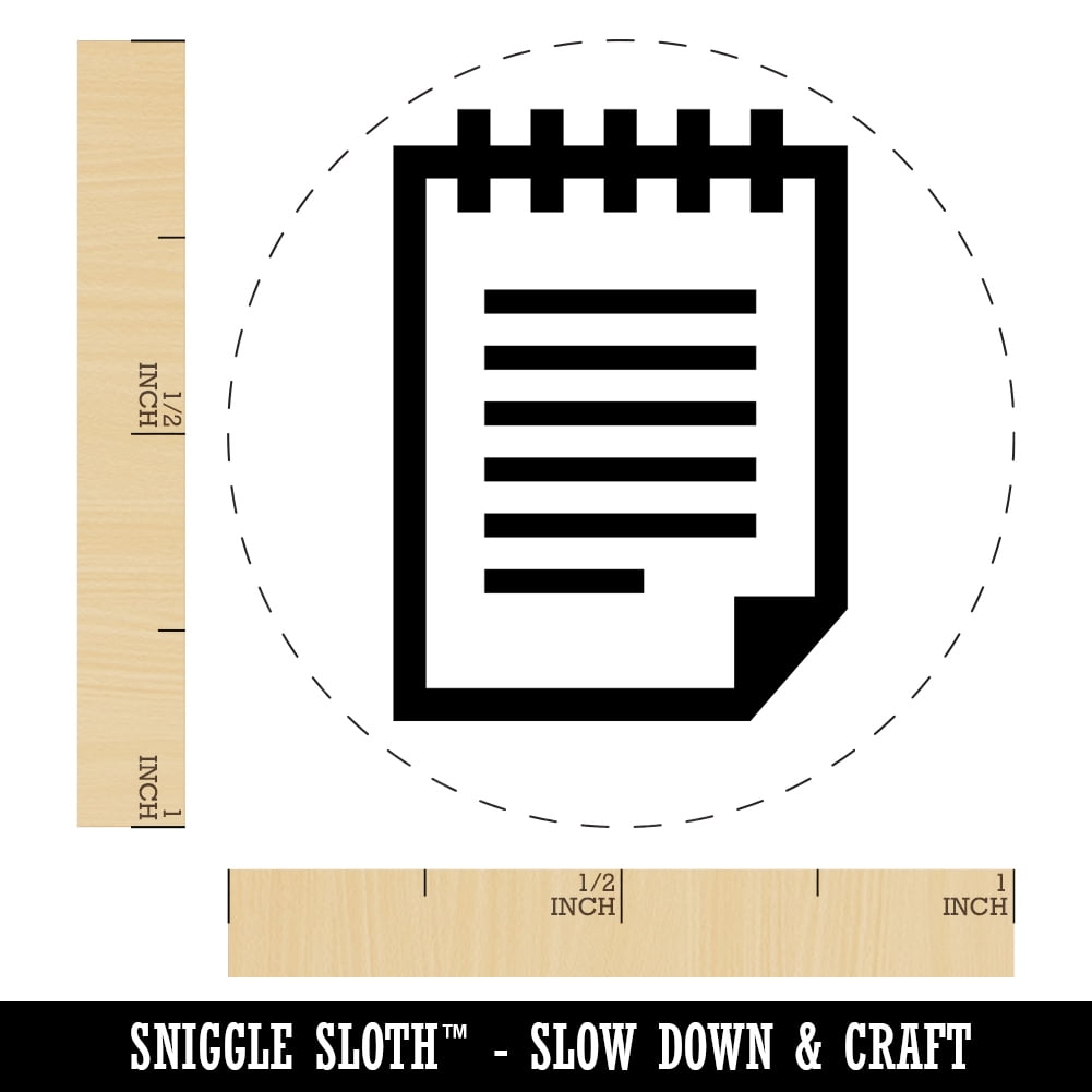 Notepad Piece of Paper Self-Inking Rubber Stamp Ink Stamper - Brown Ink - Medium 1 Inch