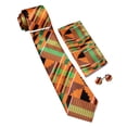 thumbnail image 5 of Barry.Wang Silk Ties for Men Designer Fun Green Necktie Clip Pocket Square Cufflinks Wedding Party Festival Orange 5PC, 5 of 5
