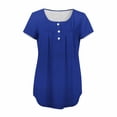 thumbnail image 2 of Pleated Tops for Women Button Henley Neck Tees Crewneck Tunic T-Shirts Loose Fit Summer Casual Plain Tshirts (2XL, Blue), 2 of 5