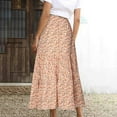 thumbnail image 4 of Maxi Skirts for Women Flower Printed Casual Ruched Elastic Waist Summer Long Skirt Holiday Beach Clothing Women's Skirts, 4 of 7