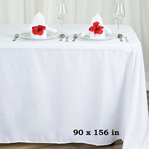 LinenTablecloth 90 x 156-Inch Rectangular Polyester Tablecloth White