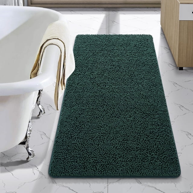 Alfombra de baño LOCHAS Luxury Shaggy, 60 x 120 cm, color verde cazador