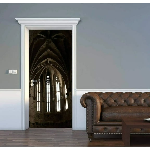 d Door Stickers Removable Landscape tic Self-adhesive rative Wall Stickers Bedroom Wooden Door Renov