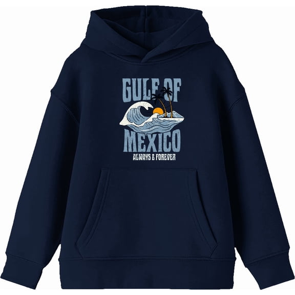 Gulf of Mexico Always & Forever Youth Navy Blue Long Sleee Hoodie-Medium