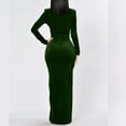 thumbnail image 5 of gakvbuo Fall Dresses for Women 2022 Wedding Guest Dresses for Womens Long Sleeve formal Dresses V Neck Cocktail Party Maxi Dress Evening Gown Slit Long Dress, 5 of 8