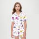 thumbnail image 5 of Odeerbi 2-12 Años Niños Niñas Pijamas de Verano de Satén Con Solapa de Muesca Camisas de Manga Corta Pantalones Cortos Conjunto de Pijama de Seda Con Estampado Suave, 5 of 5