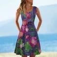 thumbnail image 2 of Cyber&Monday Deals Womens Summer Dresses Casual Boho Flowy Swing Sun Beach Dress Sleeveless Mini Dress Floral Print Tank Dress U Neck, 2 of 5