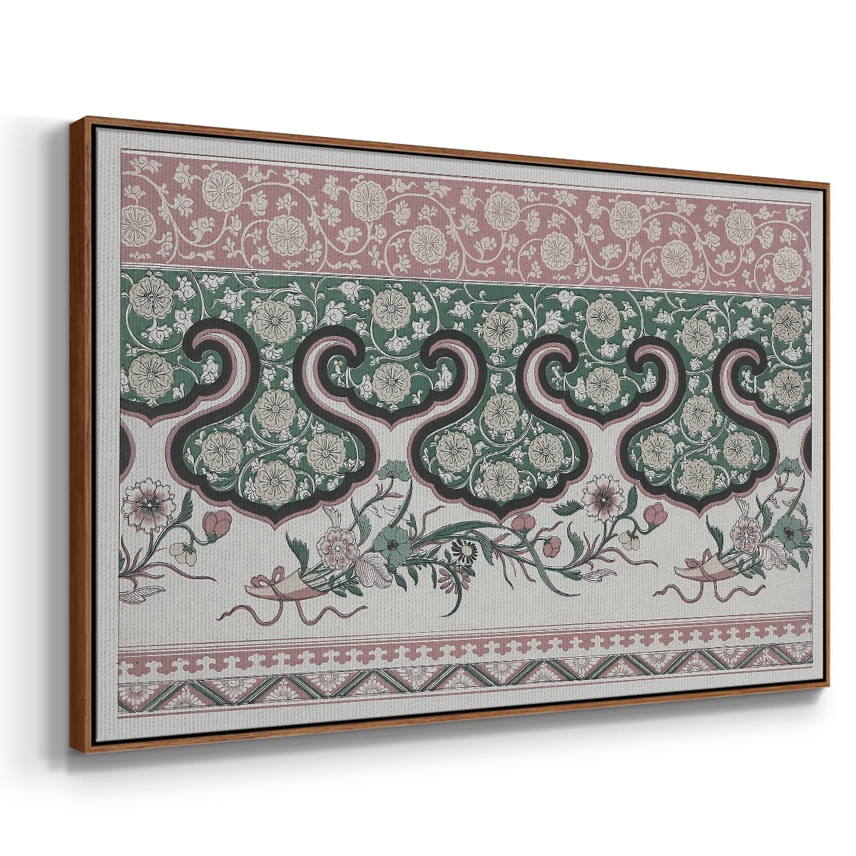 Vintage Abstract Print-XXIX Framed in Walnut Wood Gallery Wrapped Canvas 27 in. x 41 in.