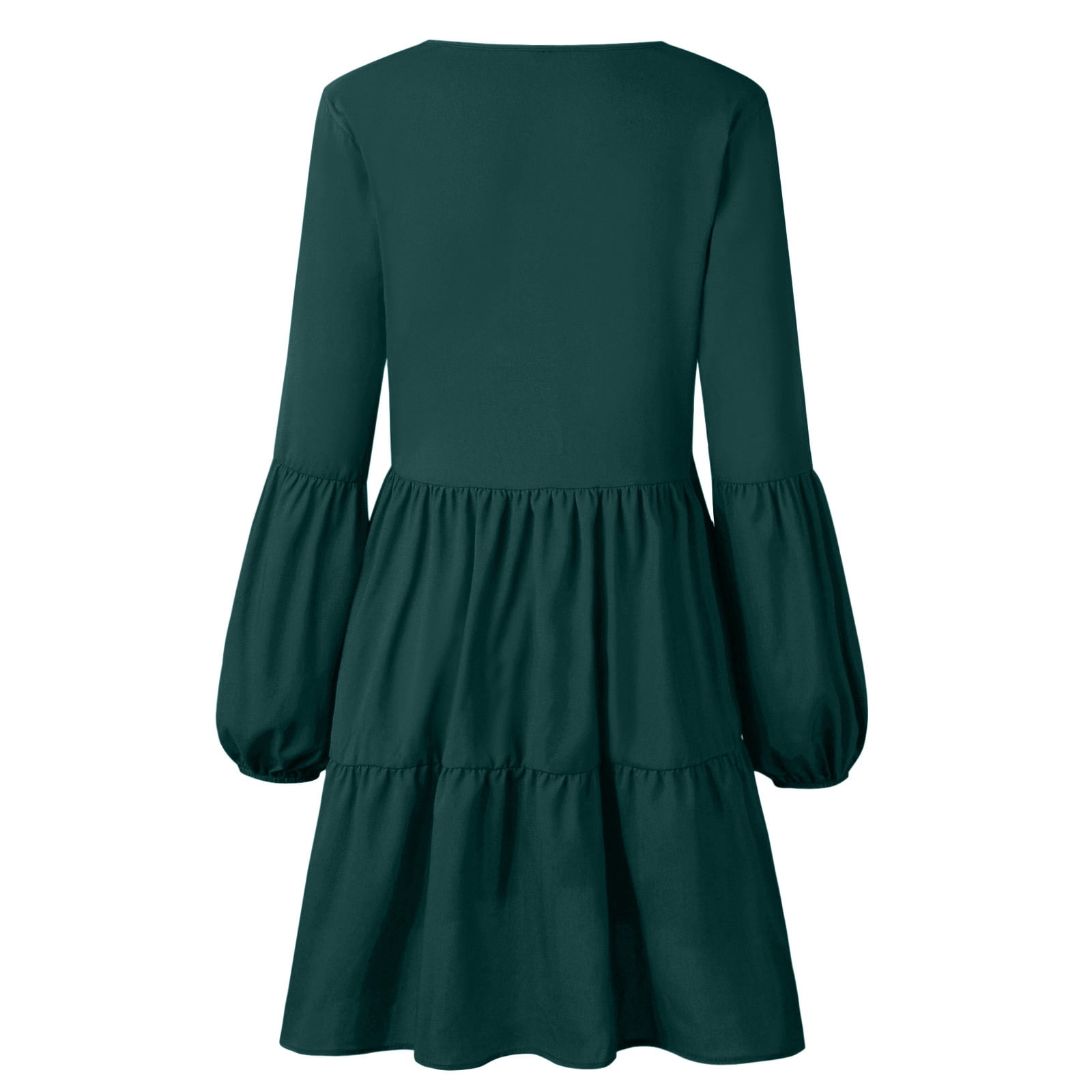 WNEGSTG Women's Babydoll Dresses Casual V-Neck Flutter Long Sleeve Dress  Dating Party Mini Dress Green - Walmart.com
