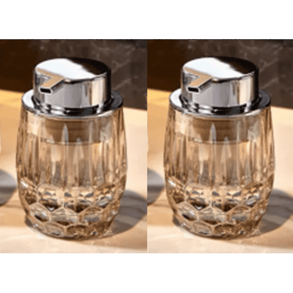 Sofinny Glass Foaming Hand Soap Dispenser for Kitchen & Bathroom, Refillable Lotion Dispenser with Large Silver Pump(SHUILIFANG CHA)