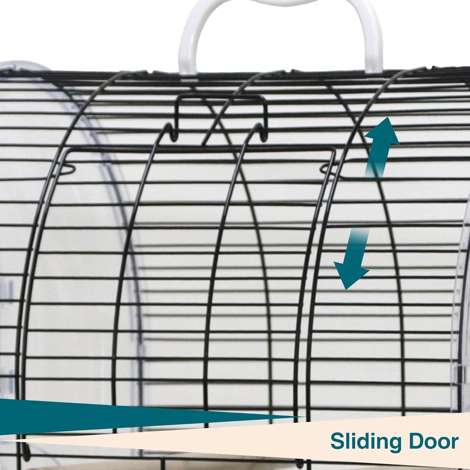 Portable Bird Cage Carrier, Travel Parrot Cage with 2 Perches, 2 Food Bowls and Tray, Metal Parakeet Cages for Small to Medium Sized Birds Cockatiels Lovebirds Canaries Budgies