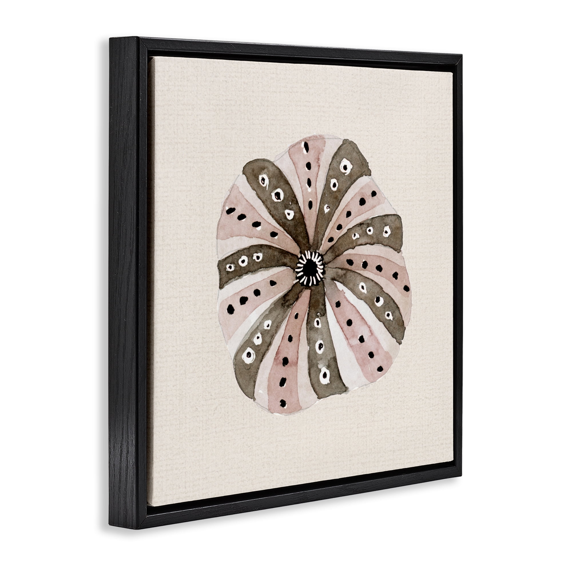Stupell Industries Taupe Striped Sea Urchin Black Framed Floater Canvas Wall Art, design by Lanie Loreth