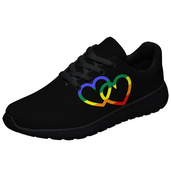 Rainbow Pride Shoes Men Women Fashion LGBT Sneakers Adult Lightweight Breathable Running Shoes Black Size 3.5