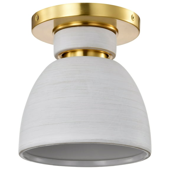 Nuvo Lighting Collins - 8 Inch Flush Mount - with white Ceramic - Brushed Brass