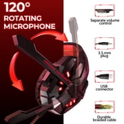 Gaming Headset with Microphone, Compatible with PS4 PS5 Xbox One PC Laptop, Over-Ear Headphones with LED Light, Noise Canceling Mic, 7.1 Stereo Surround Sound,Soft Earmuffs for Nintendo Series X|S