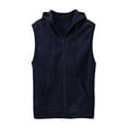 thumbnail image 2 of Mens Sleeveless Plain Hoodie Sports Tank Top Hooded Sweatshirt Zip Up Jacket Workout Athletic Shirts with Hood, 2 of 5