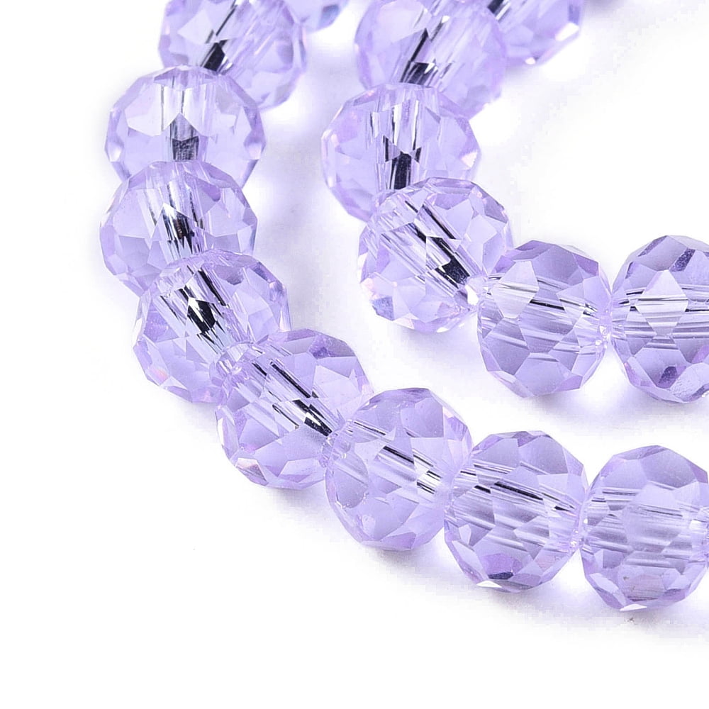 20strands Transparent Glass Beads Strands Faceted(32 Facets) Rondelle Lilac 6x5mm Hole: 1mm about 84pcs/strand 16.34~17.12''(41.5~42.8cm)
