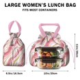 thumbnail image 5 of Pink and Gold Marble Texture Drawstring Lunch Bag Women - Drawstring Lunch Bag Insulated for Work Office - Stain-Resistant Large Lunchbags for Women with Multi-Pockets, 5 of 6
