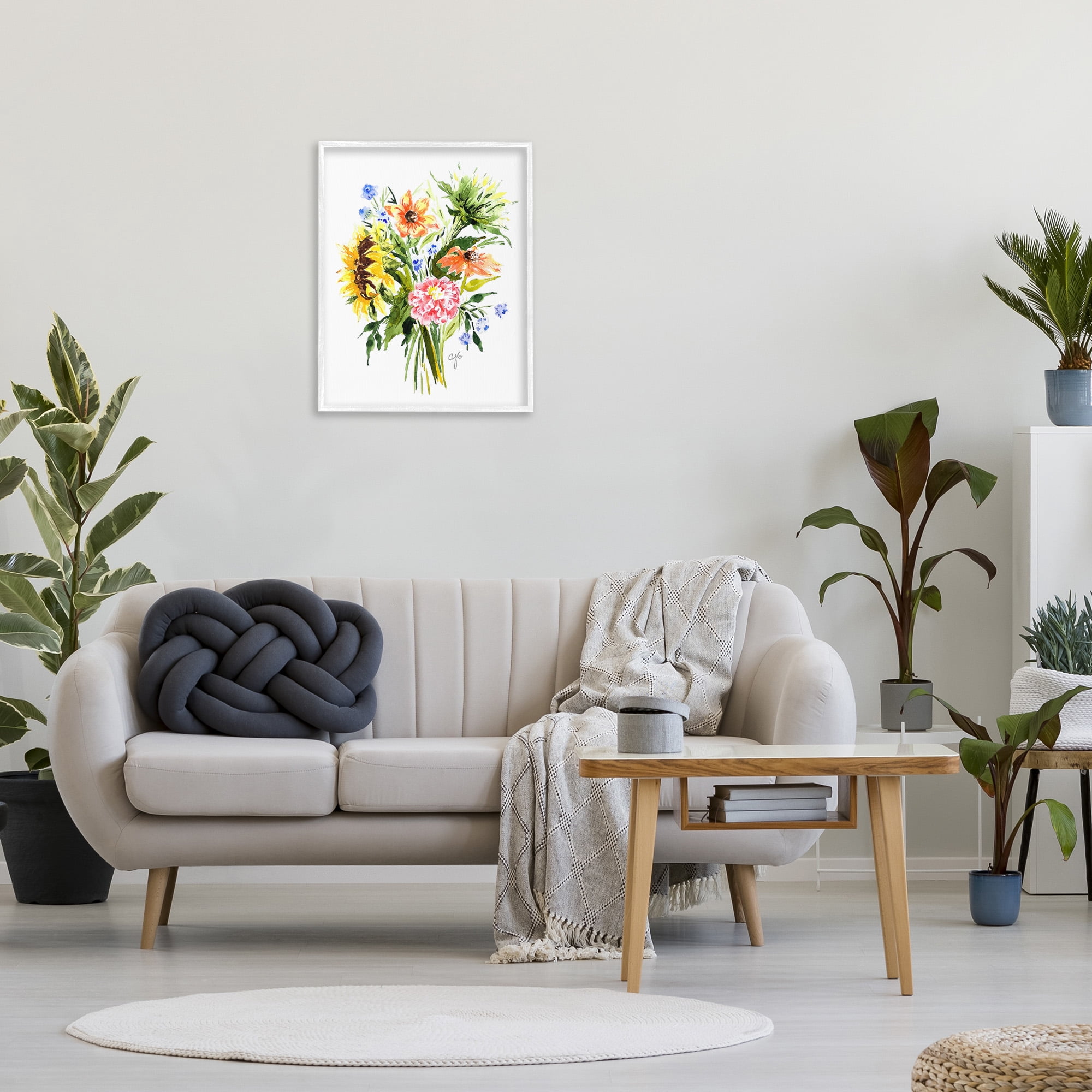 Stupell Industries Country Bunches Bouquet Botanical & Floral Painting White Framed Art Print Wall Art, 24 x 30