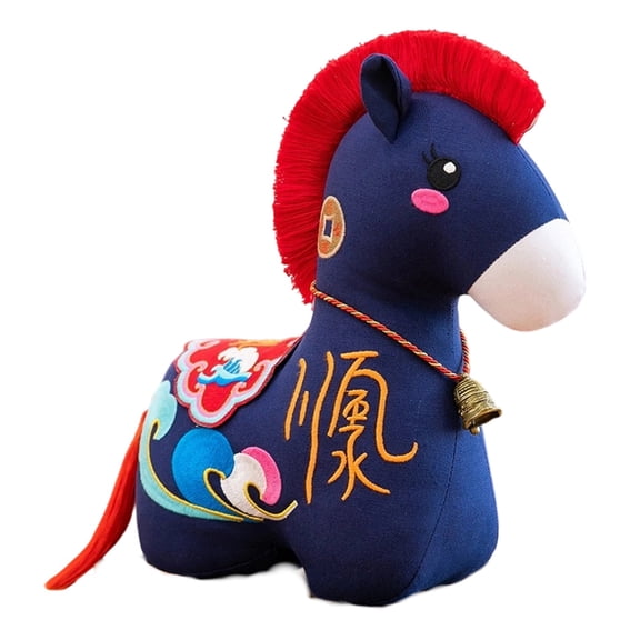 Horse Plushies, Year of The Horse Decorations 2026 Chinese New Year Horse Plush Chinese Zodiac Hanging Stuffed Animals Ornaments Cute Lunar New Years Gifts for Car, Home Decor, Blue