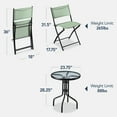 thumbnail image 3 of Best Choice Products 3-Piece Patio Bistro Dining Furniture Set w/ Glass Tabletop, Folding Chairs - Sage, 3 of 10