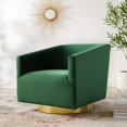 thumbnail image 2 of Armchair Accent Swivel Chair, Velvet, Gold Green, Modern Contemporary Urban Design, Living Lounge Room Hotel Lobby Hospitality, 2 of 8