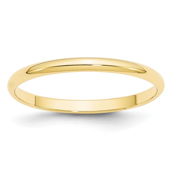 10k Yellow Gold 2mm Lightweight Half Round Band Size 11