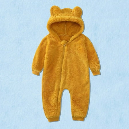 

Juebong Baby Pajamas Toddler Baby Boys Girls Color Plush Cute Bear Ears Winter Thick Keep Warm Jumpsuit Romper Baby Romper for 0-6 Months