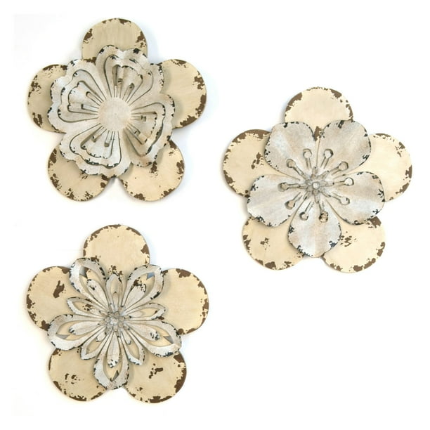 Stratton Home Decor 3Piece Set Rustic Flowers Wall Decor