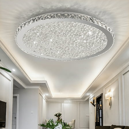ChicHomey 30W Modern Crystal Ceiling Light,Flush Mount Chandelier,59.2-161.46ft² Illumination, Chrome & Silver