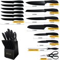 thumbnail image 2 of Knife Set with Block, Kitchen Knife Set with Block, 15 Pcs High Carbon Stainless Steel Block Knife Set,Kitchen Knife Set,Chef Knife,Steak Knives, Black (15Pcs Set), 2 of 7
