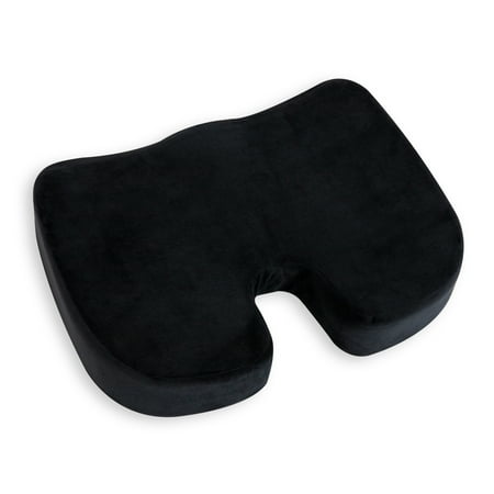Mind Reader Memory Foam Seat Cushion, Ergonomic Pressure Relief for Office, Car, and More, Black