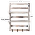 thumbnail image 3 of Excello Global Products 2-Tier Rustic Whitewashed Mounted Wood Wall Shelf with Shabby Chic, Farmouse Decor with 4 Hooks. Perfect For Any Room - EGP-HD-0055, 3 of 4