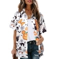 thumbnail image 6 of MOUSYA Womens Halloween Hawaiian Shirt Cute Pumpkin Spooky Castle Graphic Short Sleeve Button Up T-Shirt Loose Blouse Tops, 6 of 7