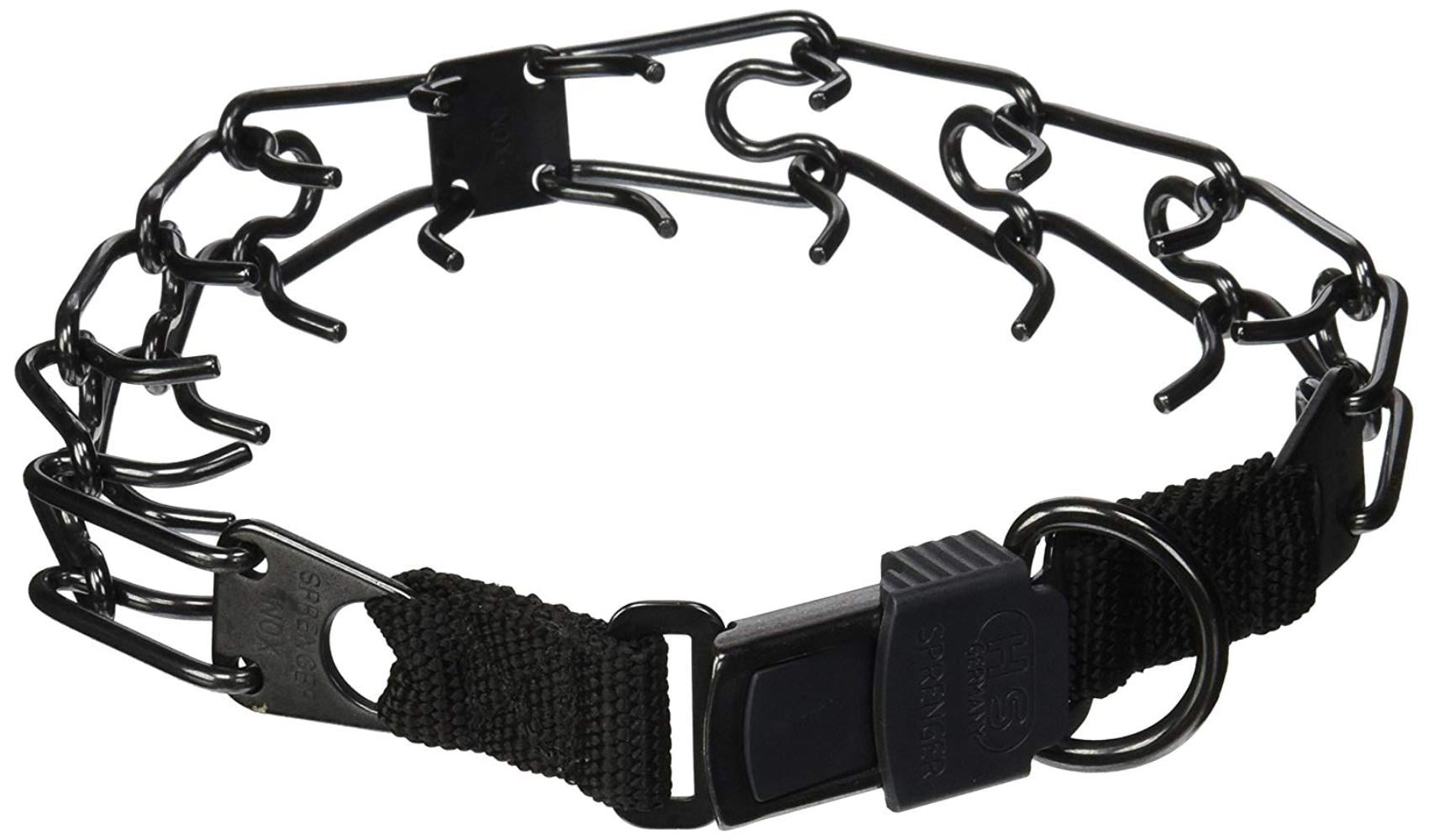 Black Stainless Steel Dog Pinch Collar with Click Lock Buckle 1/8
