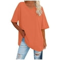 thumbnail image 2 of Womens T Shirts Oversize T Shirt Women's Print Short Sleeve Round Neck Vintage V Neck Tops Casual Basic Summer Tee Shirts Blouse Tops for Women, 2 of 5