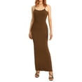 thumbnail image 1 of ZAXARRA Robe Longue d'Été pour Femmes, Couleur Unie Bretelles Spaghetti Col Carré Robe Moulante pour Fête Boîte de Nuit, 1 of 9