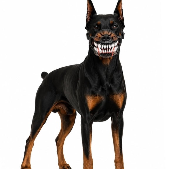 Hell Hound Monster Muzzle Scary Natural Latex Dog Costume Muzzle For Halloween Party Cosplay Dogs Beast Terror Pet Lifelike Teeth Mask Photo Shoots Trick or Treat with Adjustable Straps, (C)
