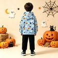 thumbnail image 4 of Zylarhe Kids Halloween Tops Hoodie with Front Pocket for Boys Cozy Sweatshirt Seasonal Comfort Light Blue 13-14 Years, 4 of 7