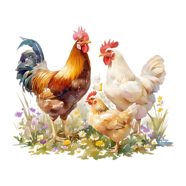 Calcomanía de pared decorativa de gallo y pollo, papel tapiz de PVC fácil de quitar para granja, comedor, sala de estar, ventanas de vidrio