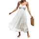 thumbnail image 1 of VISgogo Vestido bohemio de verano para mujer, sin mangas, hueco, color sólido, tirantes finos, pastel, falda de una pieza VISgogo moda, 1 of 9
