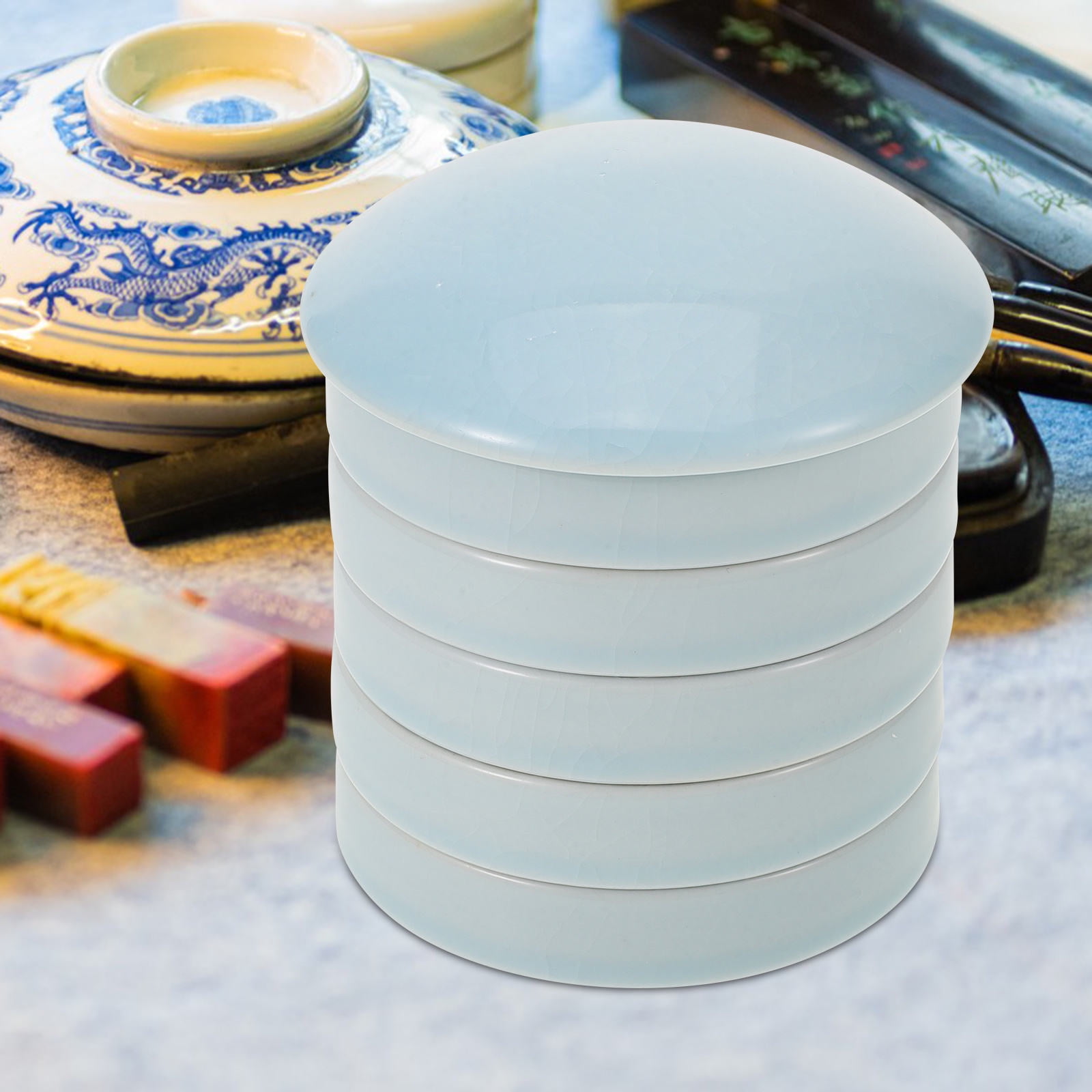 Raindrops Sky- Ceramic Palettes Set of Multi-Layer Stackable Pigment Plates for Efficient Paint Storage and Mixing