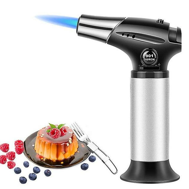 Kitchen Blowtorch Refillable Lighter Adjustable Blowtorch Flame Butane Gas Torch With Safety Lock Kitchen DIY Craft BBQ Baking Crème Brûlée Soldering