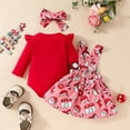 thumbnail image 4 of GYRATEDREAM 0-18Months Christmas Infant Baby Girls Clothes Romper Top Skirt with Headband Outfit 3Pcs Set, 4 of 9