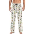 thumbnail image 2 of FREEAMG Fresh Succulent Cactus Pajama Pants for Men, Men's Separate Bottoms, Pure Cotton Comfortable Lounge Pants（451）, 2 of 7