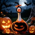 thumbnail image 5 of LOWLHOME 7 Inch Halloween Pumpkin Outfit, 2 Colors Orange Black Handmade Non Woven Dress, Mini Porch Goose Clothes Yard Silly Lawn Duck Shirt, Halloween Christmas Tabletop Decorative(Hollow smile), 5 of 6