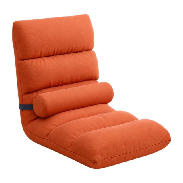 Silla de suelo con respaldo, sofá, silla de dormitorio con 5 posiciones, sofá de suelo, sala de estar, sillas plegables modernas y suaves, plegables Naranja
