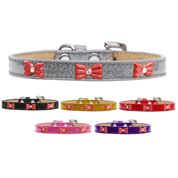 Dog, Puppy Pet Widget Ice Cream Collar, "Red Glitter Bow"